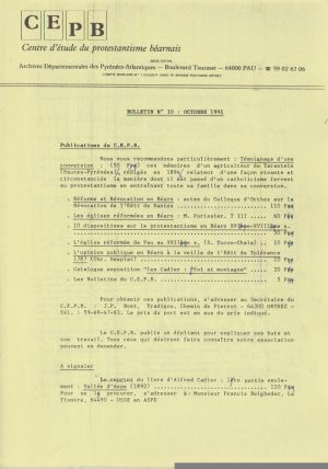 Bulletin n°10, octobre 1991