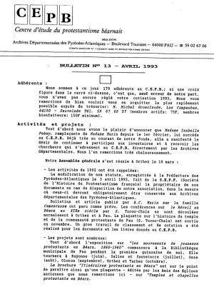 Bulletin n°13, avril 1993