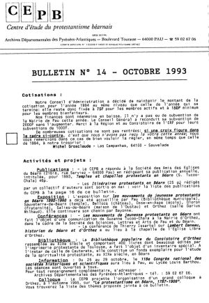 Bulletin n°14, octobre 1993