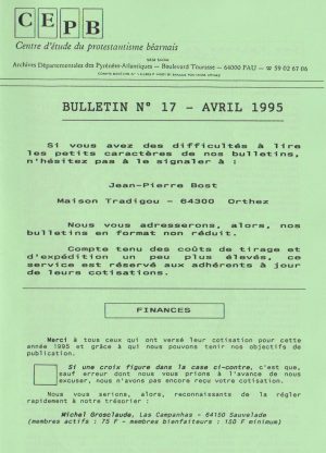 Bulletin n°17, avril 1995