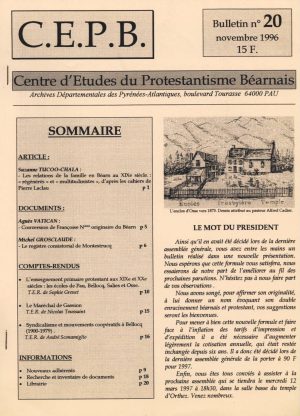 Bulletin n°20, octobre 1996