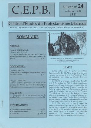 Bulletin n°24, octobre 1998